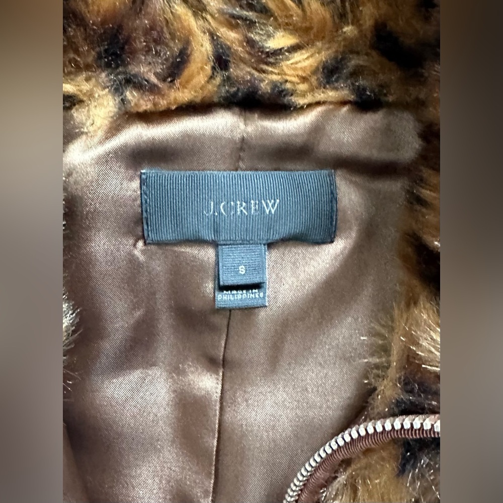 J. Crew Leopard Print Faux Fur Vest - Picture 3 of 7